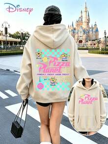 Disney Toy Story "Buzz Lightyear" Pizza Planet Double-Sided Print Hoodie,  Women's Hoodie, Men's Hoodie,Fourth Of July,Disney Collaboration - 杏色 - 查看 1