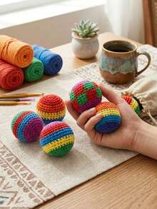 12/6/3/1pcs Handmade Crochet Haki Ball, 5.5cm Colorful Knitted Footbag, Durable Soft Kick Ball, Suitable For Juggling, Outdoor Games, Classroom Activities, Stress Relief, Family Gatherings, Party Gifts, Holiday Gifts And Carnival Games, Soft Squeeze Ball - Regular Model - View 11