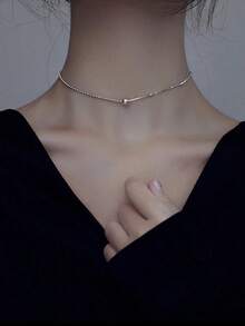 Nooxian Minimalist Chain Necklace - Silver 2 - View 2
