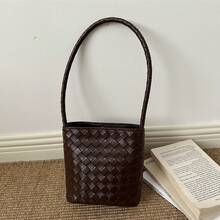 Bolso de mano moderno y versátil para mujer, estilo casual elegante con un toque de alta gama, bolso de hombro estiloso ideal para ir de compras, bolso de hombro tejido de estilo coreano a la moda, novedad de verano 2026, de gran capacidad para el trabajo y los desplazamientos diarios para mujeres. - Plateado - Ver 4