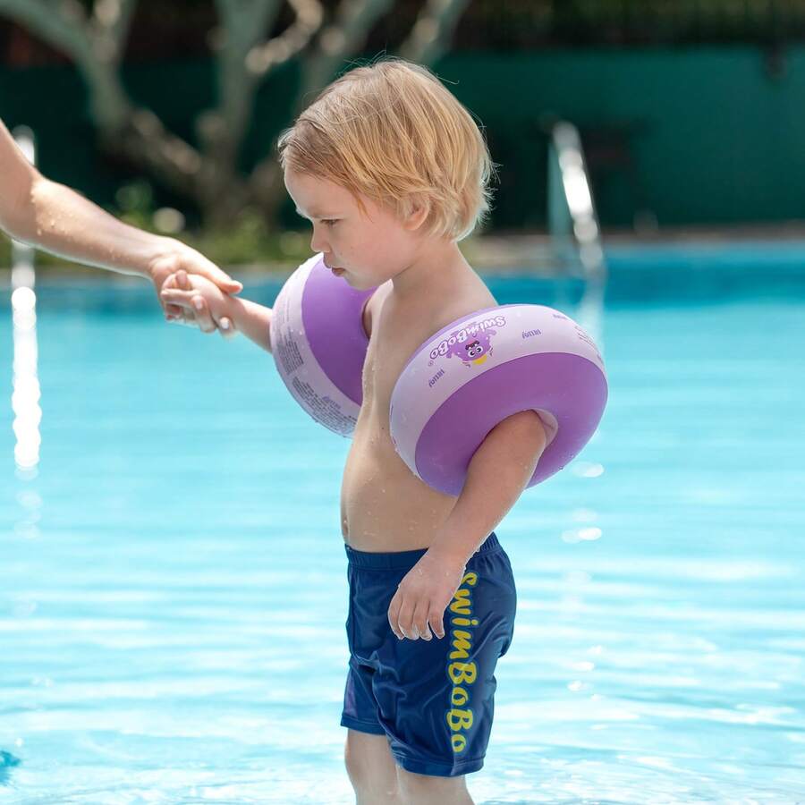 Swimbobo Non-Sinking Inflatable Arm Bands For Toddlers & Children – Extra Safety Padded Design, Soft PU Material, Multiple Colors Available (Fits 20–80 Lbs) - Violet Purple - View 1