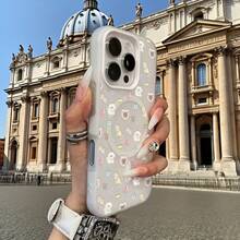 Phone Case - Animal-Themed Mobile Phone Case With A Minimalist Macaron Color And Jelly-Like Texture, Featuring A Two-In-One Magnetic Wireless Charger. Perfect For Halloween, New Year, Christmas, And Easter Gifts For Family And Friends - 白色 - 查看 8