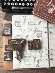 1 Box 7pcs Retro Stamp Set, Rubber Stamps For DIY Scrapbooking Decoration - YZ303's Past - View 4