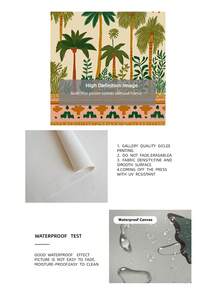 1pc Frameless Folk Art Palm Tree Tropical Print, Boho Botanical Poster For Bedroom, Dorm, Living Room, Back To School, Funky Posters, Gift - Palm Trees - View 9