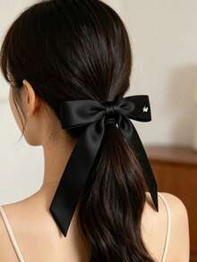 2pcs Women's Fashion Satin Bow Ribbon Hair Scrunchies, Soft Elastic Hair Ties, Sweet Style Daily Hair Accessories For Ladies & Girls Ponytail - Multicolor - View 6