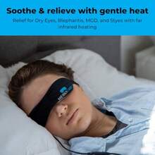 Heated eye mask for dry eyes with graphene FIR - Warm eye compress for MGD Chalazion Blepharitis Styes - Travel eye mask with adjustable heat and timer USB powered for eye relaxation - Negro - Ver 3