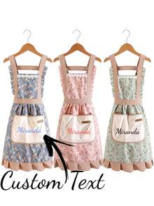 20 piezas/10 piezas/5 piezas/1 pieza Vestido de princesa lindo, delantal colorido, delantal con bolsillo espacioso y ropa adecuada para hornear en cafeterías o cocinar en la cocina - Multicolor - Ver 1