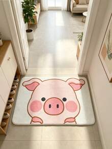 1pc Pink Pig Bathroom Mat, Bathroom Rug, Door Mat, Small Rug, Carpet, Floor Mat, Home Decor, Area Small Rug, Outdoor Mat, Home Decor, Area Rug, Bedroom Rug, Washable Carpet - Multicolor - View 2