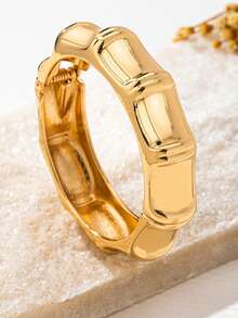1/2pcs 18K Platinum Plated Stainless Steel Open Cuff Bracelet, Textured Design, Suitable For Party, Date, Office Occasions - Multicolor - View 3