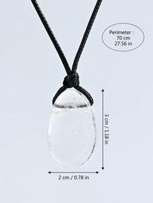 Yumfeel Natural Transparent Crystal Pendant Necklace Unisex - Asymmetrical Water Drop Pendant, Hand Woven. Bohemian Summer Beach Style. Suitable For Daily Wear. Perfect Gift - White - View 3