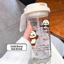 1個/5個 500ml 可愛熊貓造型塑膠杯，附吸管與提繩的冰咖啡杯，防漏水瓶，適合日常使用，學生與女孩的理想禮物。可愛迷人的節日、生日與開學季禮物；適用於學校、工作、居家與戶外活動。開學季 - 多色-熊貓 - 查看 10