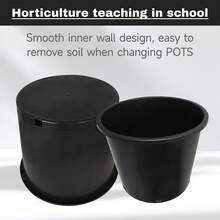 Plastic Flower Pot Seedling Pot Gardening Flower Pot With Drainage Holes Can Be Used For Planting, Cuttings, Seedlings, Succulent Cultivation, Seed Germination, Suitable For Patio Lawn Garden Indoor And Outdoor Reusable 7-Gallon 10PCS Black Round - 黑色 - 查看 4