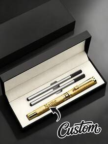 Pulpen Ballpoint Ujung Bulat Sentuhan Mewah Kustom dengan Kotak Pulpen Hitam - Alat Tulis yang Dipersonalisasi, Cocok untuk Nama dan Situs Web Perusahaan, Hadiah Sempurna untuk Pria, Ulang Tahun Pernikahan, Ulang Tahun, Musim Wisuda, Multifungsi, Hadiah Natal - MultiWarna - View 9