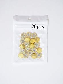 20-200個 12mm 圓形水鑽花朵鈕扣 向日葵亮面鈕扣 雙花設計 縫紉DIY配件 蝴蝶結與手工藝水鑽裝飾 水晶裝飾胸針鈕扣 平底 DIY手工花朵髮箍洋裝配件 - 12mm白色向日葵花鑽 - 查看 10