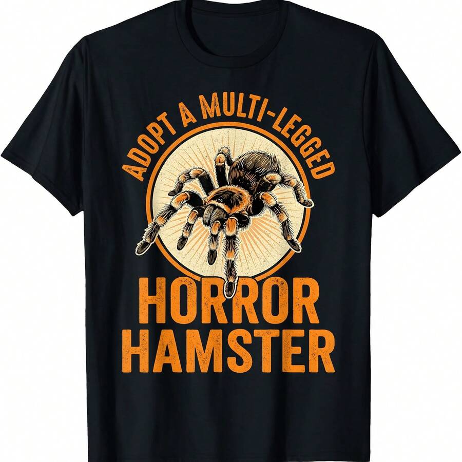 Adopt A Multi-Legged Horror Hamster Funny Tarantula T-Shirt - Black - View 1