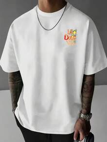 T-shirt homme imprimé Dolce Vita recto-verso | Col rond décontracté, manches courtes, coupe classique, idéal au quotidien et le week-end, parfait pour les voyages, la plage, les festivals de musique et - Blanc - Voir 4