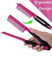 1pc V-Shaped Clip Hair Comb, Home Hair Styling Comb, Straightening Comb, Hair Styling Tool For Grooming And Trimming, Plastic Detangling Styling Comb, Smooth Hair Bangs Portable Travel Folding Multi-Function Hair Comb Pocket Comb - Multicolor - View 8