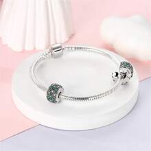 1pc Romantic Good Luck Totem Style S925 Sterling Silver Low Hypoallergenic Shiny Four-Leaf Clover Butterfly Evil Eye Flower Cross Ocean Paw Print Fixed Clip Bead, Suitable For Original Bracelet, Women's DIY Jewelry Making, Birthday Gift - Multicolor - View 5