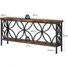 Tribesigns 160 Cm Narrow Sofa Table, 2-Tier Industrial Console Table Behind Couch, Long Entry Tables With Storage For Entryway, Living Room, Foyer, Hallway, Rustic Brown - Brown - View 2