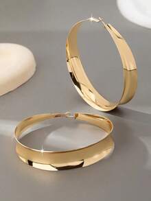 New Arrival European & American Versatile Exaggerated Big Metallic Earrings - Yellow Gold - View 5