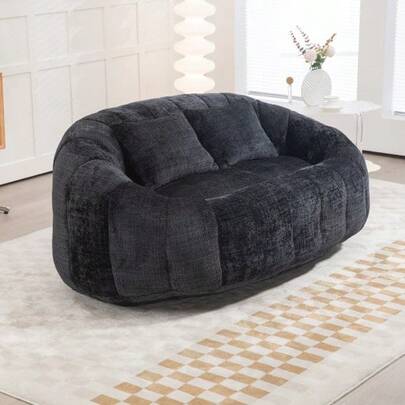 Bean Bag Sofa Lazy Sofa Durable Comfort Lounger High Back Bean Bag Chair Couch For Erwachsene And Kinder, Indoor & Outdoor, Accent Floor Soft Lounge Chair (Black Chenille)