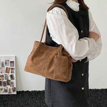 Bolso de mano moderno y versátil para mujer, estilo casual elegante con un toque de alta gama, bolso de hombro estiloso ideal para ir de compras. - Marrón - Ver 5