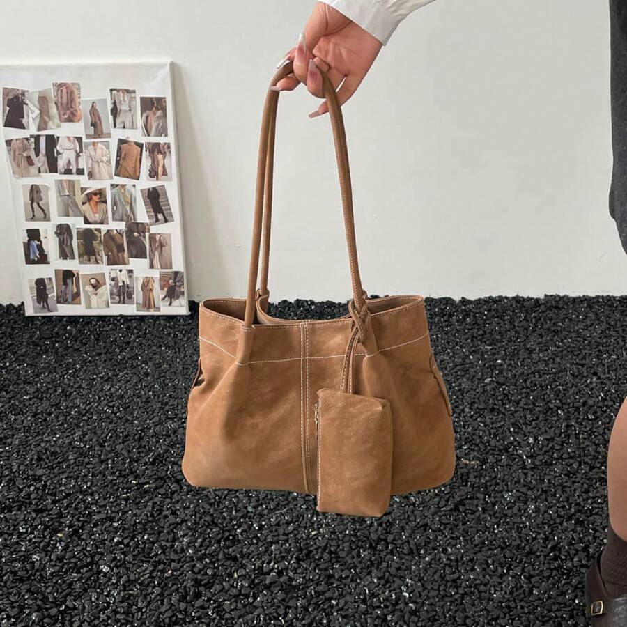 Bolso de mano moderno y versátil para mujer, estilo casual elegante con un toque de alta gama, bolso de hombro estiloso ideal para ir de compras. - Marrón - Ver 1