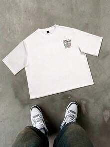 Round Neck Landscape And Letter Print Casual Versatile Daily Wear Short Sleeve T-Shirt - White - View 2