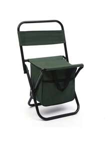 Folding Chair With Built-In Cooler, Portable And Durable - Army Green - View 4