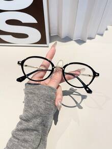 1 Pair Metal TR Frame Oval Fashionable Non-Prescription Glasses - A - View 11