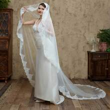 1 chiếc khăn voan cưới dài 3 mét viền ren cổ điển, chất liệu voan mềm mại, 1 lớp, kèm lược cài tóc. - Nhiều màu - Xem 3