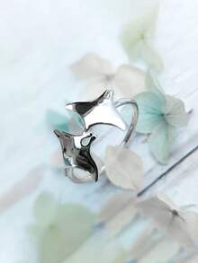1pc Stingray Minimalist Style Copper Material Silver Color Women's Ring Suitable For Daily Wear Party Accessory - Multicolor - View 12