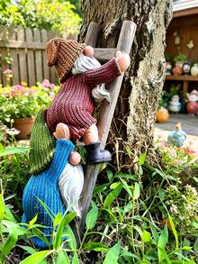 Dwarf Decorative Figurine, Funny Climbing Ladder Design, Made Of Resin Material Suitable For Outdoor Decoration, Perfect For Yard, Lawn And Porch, Also A Great Mother's Day Gift - A - View 7
