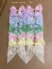10pcs Random Color Bowknot Hair Clips, Sweet Style Hair Accessories For Daily Use,Hair Slide,Claw Clips - Multicolor - View 7
