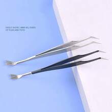 2 In 1 Tick Remover Tool Professional Tick Removal Tweezers For Humans & Pets Pets Flea And Tick Removal Tick Remover Tools - Multicolor - View 4