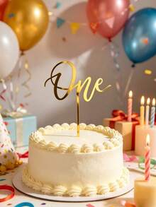 3件組 1歲生日金色壓克力蛋糕裝飾插牌，適用於1歲生日派對裝飾、週年慶祝、兒童派對、萬聖節、聖誕節活動及派對用品，滿足聖誕節、新年、情人節等慶典的生日裝飾需求 - 風格A - 查看 7