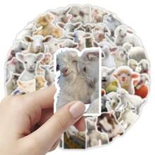 50pcs Cute Lamb Sticker Set - Adorable Bow-Tie/Fluffy Texture Lamb Design, Decorative Stickers For Tablets, Laptops, And Journals, Healing Farm Animal Theme, Removable Stickers School Supplies - 1 Set - View 4