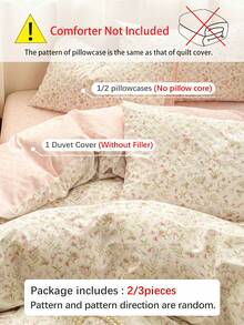 2/3pcs Floral Pink Flower Pattern, Dorm Essential, Ultra Soft Cute Style, Fresh And Tight, Spring/Summer Women's Necessity, Duvet Cover Set, Duvet Insert Not Included, Double, Queen And King Size Available - Multicolor - View 8