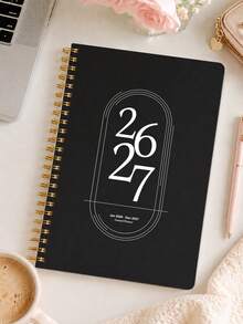 2026-2027三年极简螺旋装订月度计划本，大方格每日日程安排本，目标规划，备忘录，完美办公用品，女士办公桌必备，返校必备 - 黑色 - 查看 19