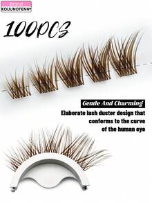 KOUUNOTENN 100 miếng lông mi giả kiểu cáo nâu, lông mi rời bông xốp tự nhiên, lý tưởng cho trang điểm hoang dã DIY và tiệc tùng - C - Xem 2