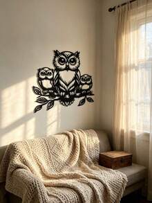 Metal Owl Sculpture - 1pc Decorative Iron Owl Wall Art For Garden, Patio, Living Room, Balcony - Outdoor Garden Patio Decorative Mural Fence Decoration, Indoor Home Wall Decor, No Electricity Required - A - View 5