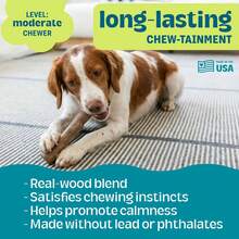 Small 5.4 Inch Dogwood Dog Chew Toy Made In USA, Real Wood Blend Natural Flavor & Texture For Moderate Chewers, Durable Healthy Alternative Chew Bone For Small Dogs - 山茱萸(棕色) - 查看 5