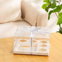 1/5 Paket Kotak Bento Plastik Transparan Ukuran 10*10*5 Inci, Dapat Digunakan Sebagai Kotak Cupcake, Kotak Makanan Penutup, Dengan 5 Slot Cupcake dan 1 Slot Makanan Penutup, Dengan Pita, Cocok Untuk Memanggang Cupcake, Makanan Penutup, Donat, dan Lainnya. - MultiWarna - View 8