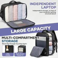Airline Standard Vacuum Compression Travel Backpack, 40*30*20cm Carry-On Backpack, Large Capacity Weekend Bag, Waterproof Multi-Compartment Backpack, Fits 15.6-Inch Laptop For Air Travel, Business Travel And Overnight - Multicolor - View 2