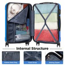 YONSLY 16 Inch Suitcase With Detachable Wheels 360° Combination Lock Double Zipper Soft Rubber Handle Trolley Travel Suitcase For Vacation - 寶藍色 - 查看 7