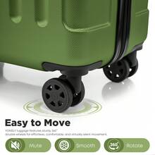 YONSLY 16 Inch Suitcase With Detachable Wheels 360° Combination Lock Double Zipper Soft Rubber Handle Trolley Travel Suitcase For Vacation - 橄欖綠 - 查看 5