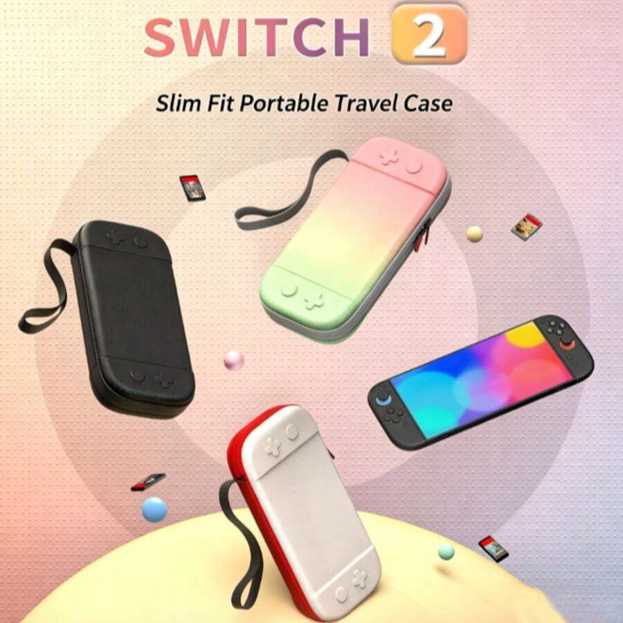 Switch 2 收納包，防震耐刮保護收納袋，附攜帶背帶，便攜式遊戲配件旅行收納包