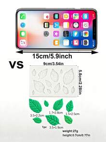 1 件/2 件/5 件叶形硅胶模具，用于蛋糕装饰、巧克力、软糖、烘焙、玫瑰花、粘土、树脂工艺品 - 米色 - 查看 3