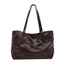 Bolso de mano moderno y versátil para mujer, estilo casual elegante con un toque de alta gama, bolso de hombro estiloso ideal para ir de compras, bolso tote de gran capacidad de cuero aceitado para mujer, estilo retro casual, personalidad moderna, bolso de hombro de nueva moda para ir al trabajo. - marrón - Ver 7