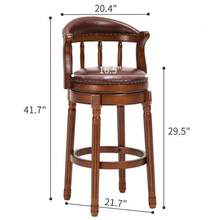 Wooden Bar Stool With Cowhide Upholstery, 360° Swivel, With Backrest, For The Kitchen Counter, Modern Bar Stool - Brown - View 12